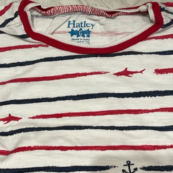 Hatley nautical red white and blue striped tee shirt, size 6 - Picture 2 of 3